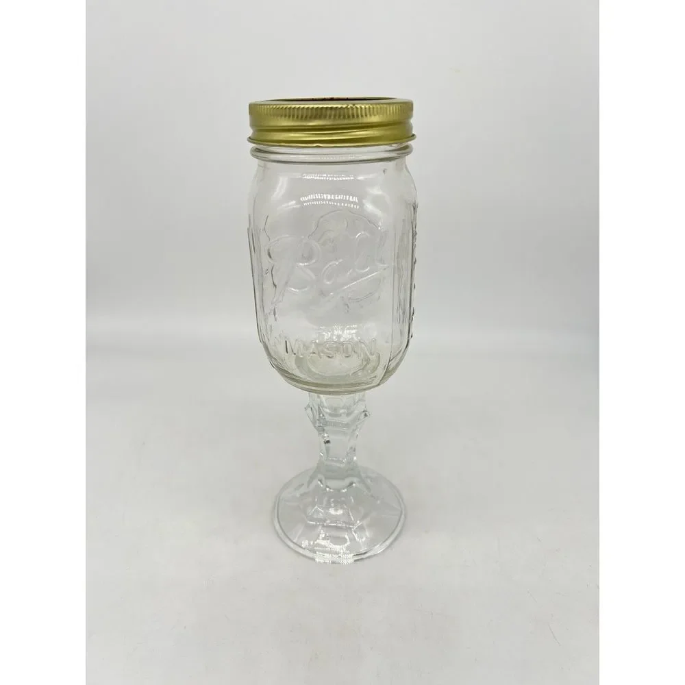 Original Redneck Wine Glass Ball‎ Mason Jar Goblet  - Candle Holder - #196